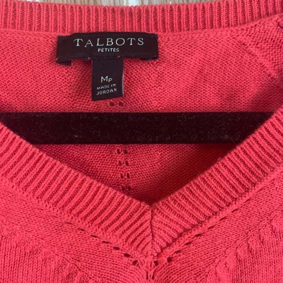 Hot pink long sleeve Talbots v neck sweater - Picture 2 of 4